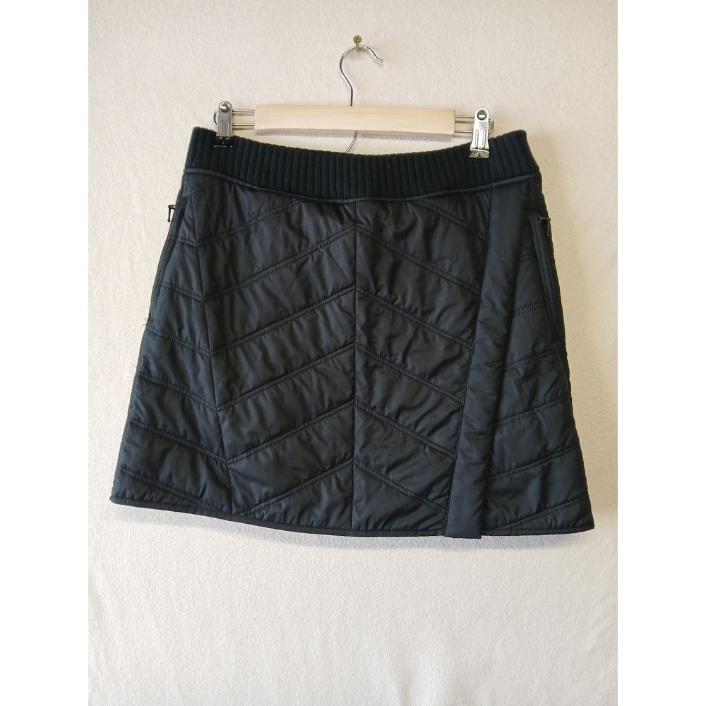 Prana Quilted sherpa lined skirt small black diva mini skirt outdoors hiking